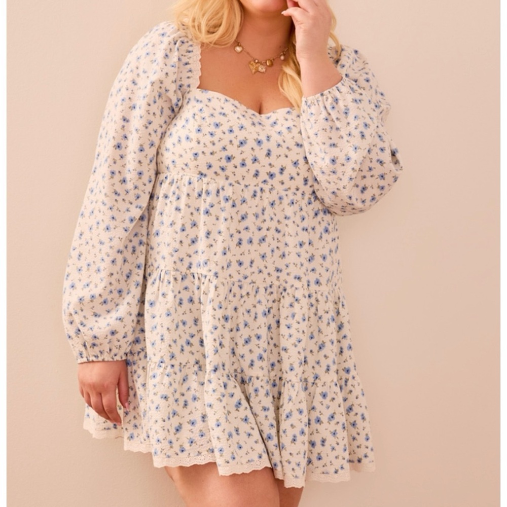 NEW Arula Blue and White Floral Dress Plus Size 0X, 1X and 2X Available NWT